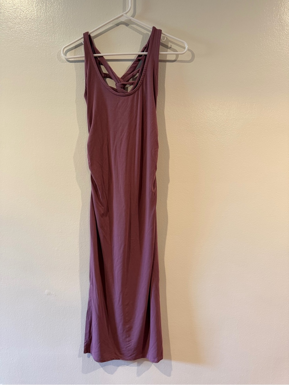 Synergy Organic Sleeveless Mauve  Dress with Crisscross Braided Back